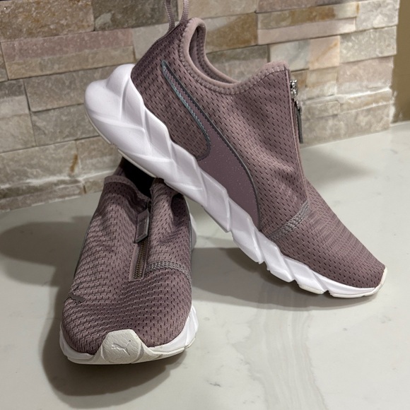 Puma Women's Mauve and White Slip-On Sneakers - Picture 4 of 5